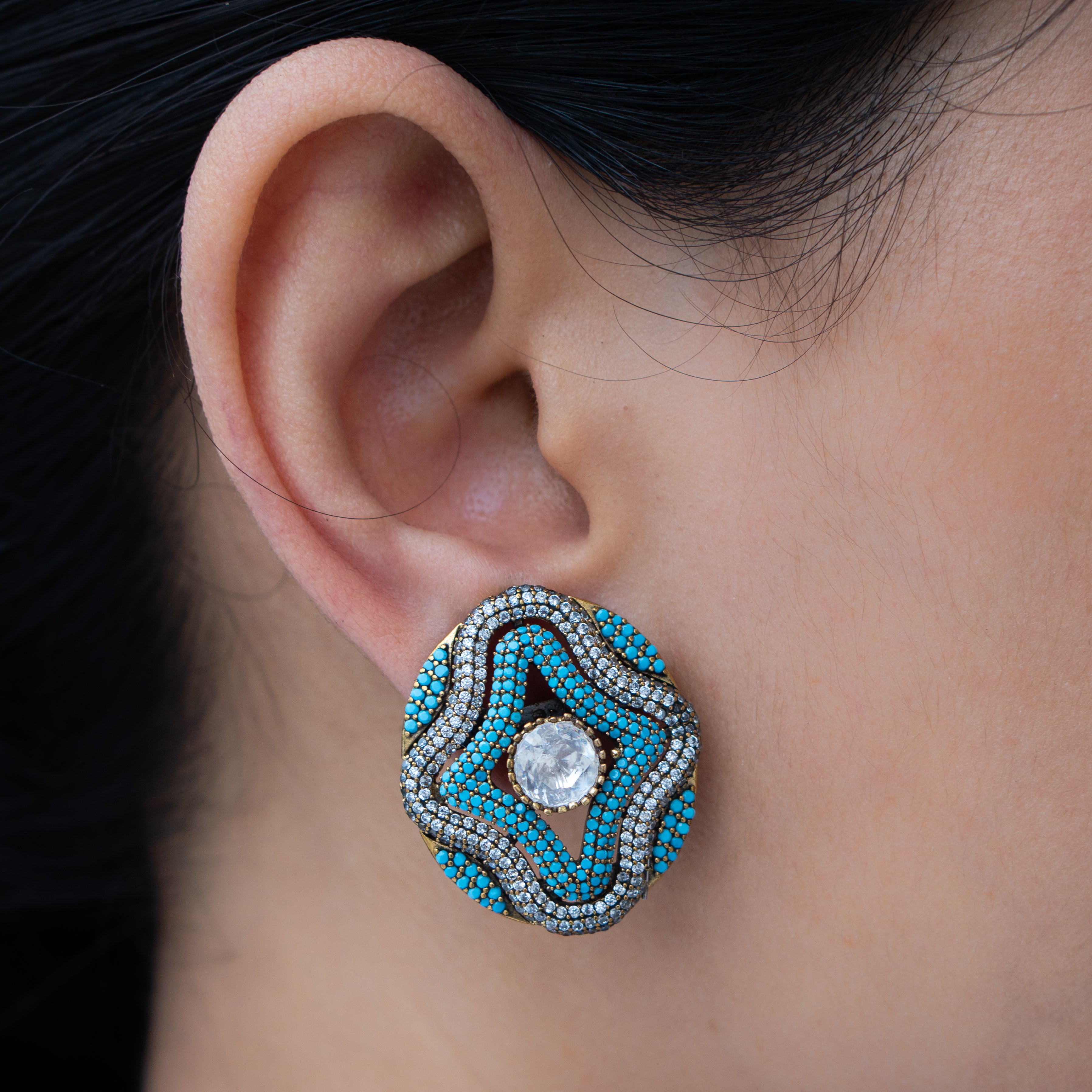 Turquoise statement earrings