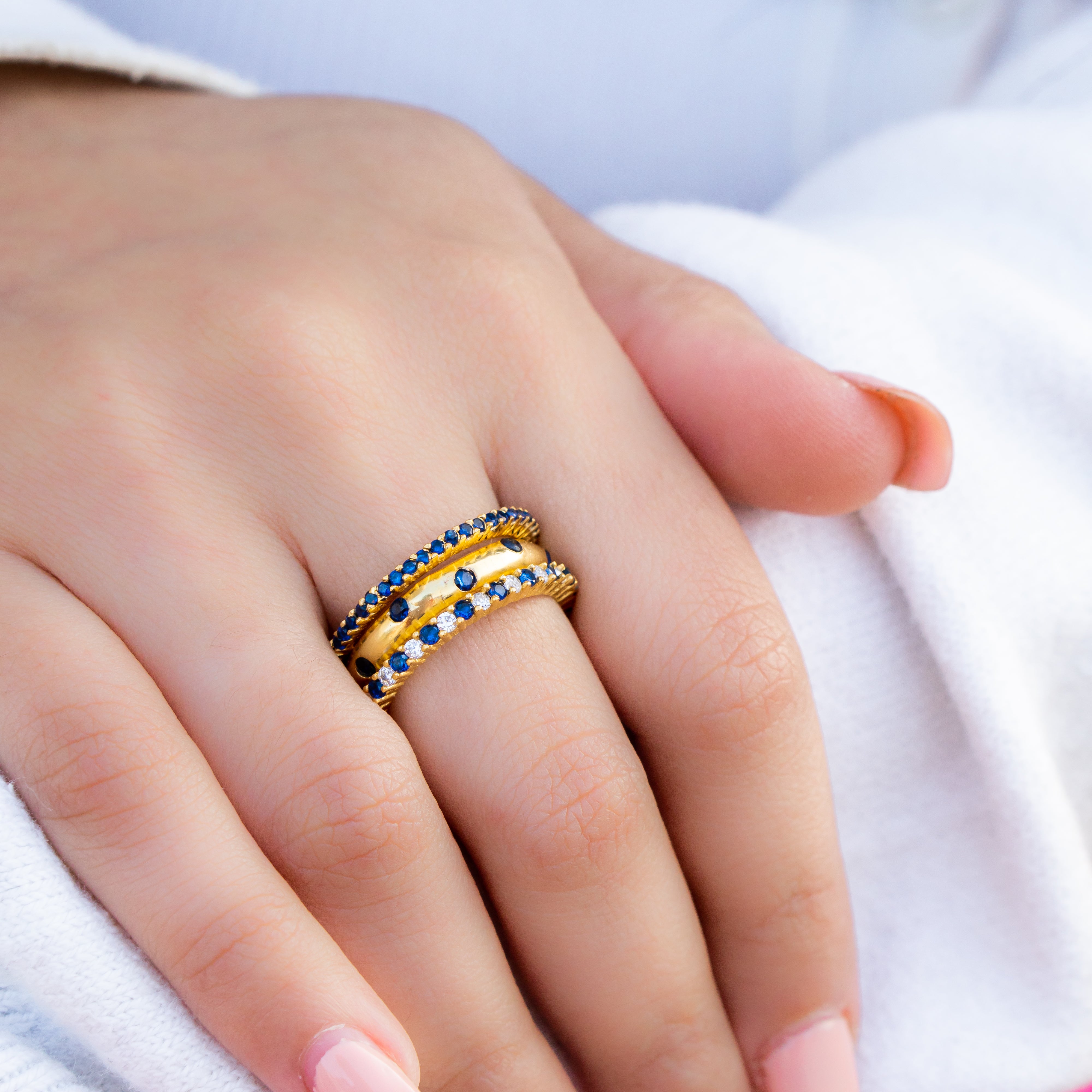 Celestial blue stack ring